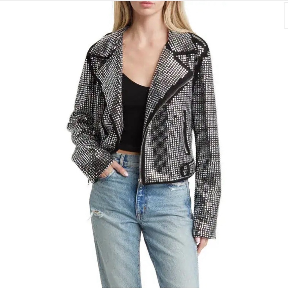 AKIRA Rhinestone Studded Moto Jacket